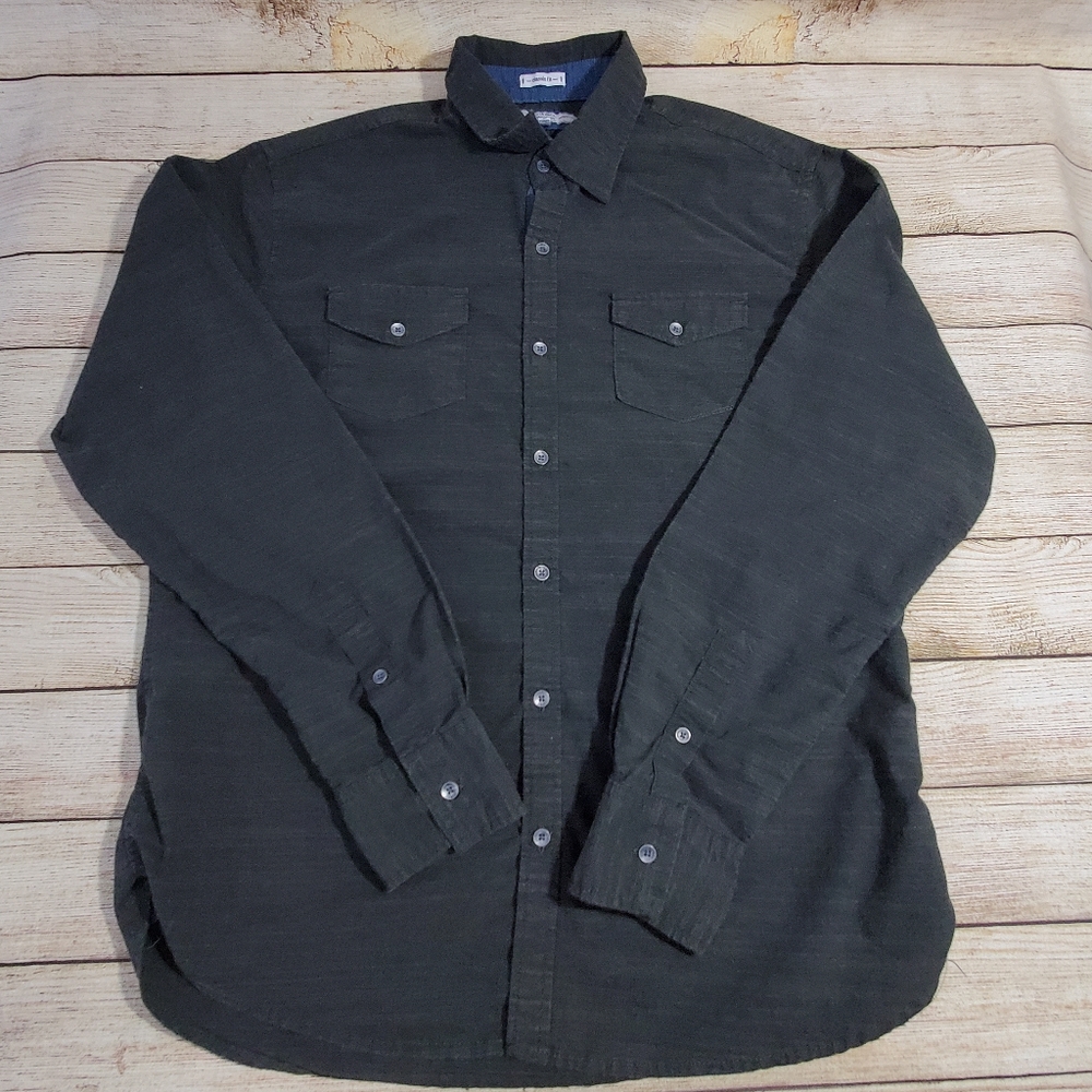 PD&C Men's Grey Button Down Shirt Large